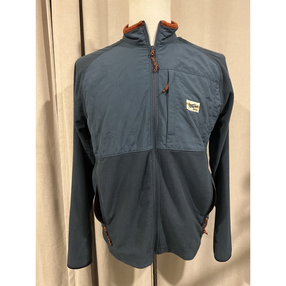 Howler Bros. Men's Full Zip Jacket Small Blue Quilted Pattern With Fleece‎